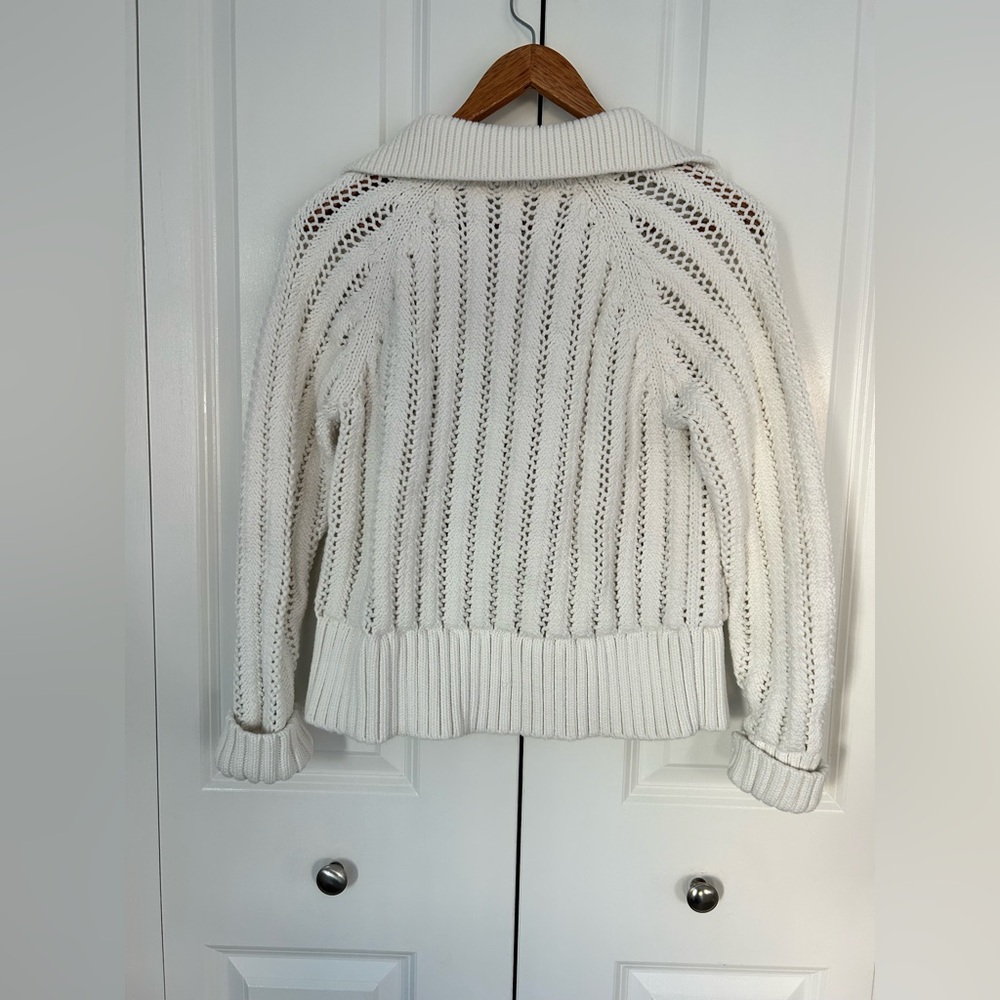 Haven Well Within Open Stitch Johnny Collar Sweater cream color size small - Picture 6 of 6